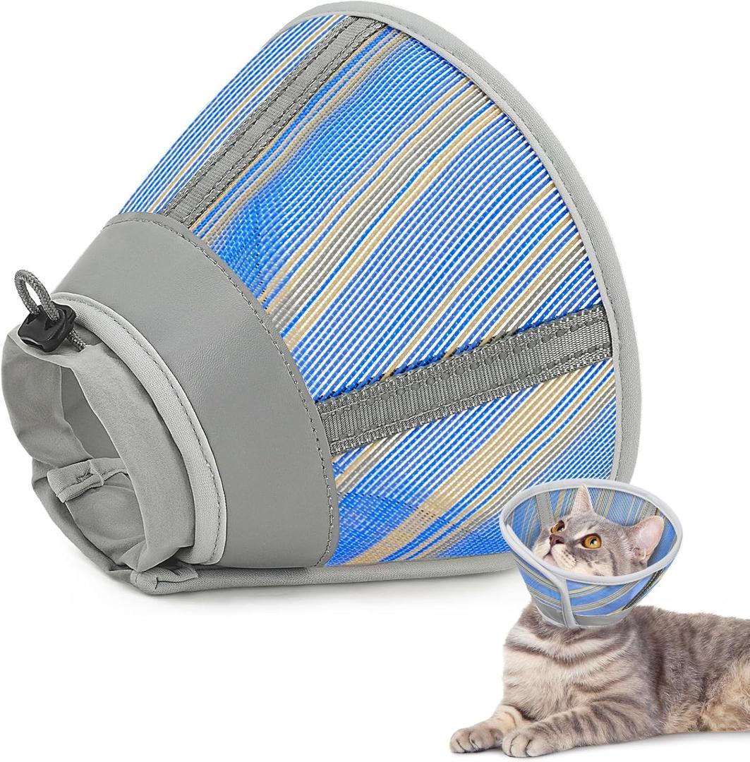 Supet Cat Cone Collar Soft to Stop Licking Scratching, Breathable Comfortable Mesh Recovery Cone for Cats After Surgery Neuter, Lightweight E Cone Collar Alternative (M)