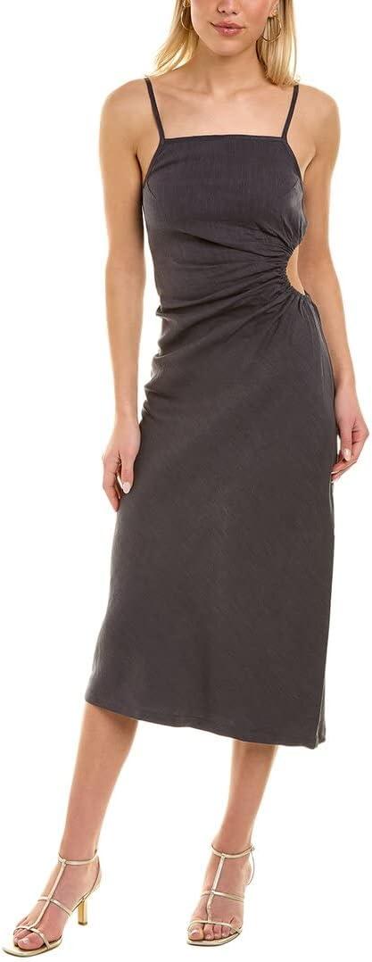 Monrow Linen Slip Dress Faded (Black, Large)