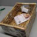 VATIMA Hyacinth Large Wicker Basket 15.5x10.8x6.2" - Rectangular, Wooden Handles, Shelf Organizer