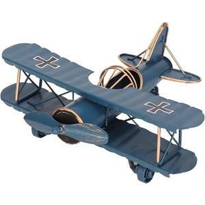 Vintage Airplane Decor, Metal Iron Aircraft Biplane Model Retro Hanging Plane Handicraft Ornament for Christmas Birthday Gifts, Home Decor Photo Props(Blue)