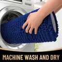 OLANLY Thick Toilet Rugs U-Shaped 24x20, Extra Soft Absorbent Shaggy Chenille Contour Bathroom Rugs for Toilet, Dry Quickly, Machine Washable, Non-Slip Bath Mat, Navy