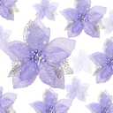 Boao 24 Pieces Christmas Artificial Glitter Poinsettia Flowers Xmas Flowers Wedding Christmas Tree New Year Ornaments(Purple)