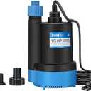 1/3 HP Submersible Water Pump 2400GPH Small Sump Pump Thermoplastic Electric Portable Transfer Utility Pump Clean for Swimming Pool Basement Garden Pond