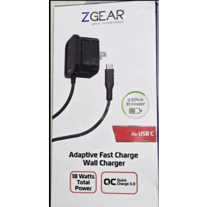 ZGEAR ADAPTIVE FAST CHARGE Type C WALL CHARGER 18 Watts