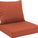 Favoyard Outdoor Seat Cushion Set 24 x 24 Inch Waterproof & Fade Resistant Patio Furniture Cushions with Removable Cover Deep Seat & Back Cushion with Handle and Adjustable Straps for Chair Sofa Couch (Spice)