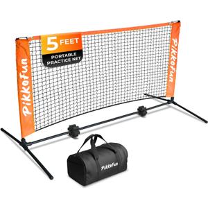 Mini Pickleball Net 5 ft - Pickleball Dink Net for Training for Indoor and Outdoor, Regulation Height 3 ft., Quick Set Up Design, Lightweight and Durable (Orange)