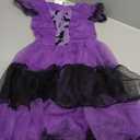 Girls Bat Witch Costume for Kids Halloween Cosplay Fancy Dress up Purple Princess Tutu Dress with Headban and Wings Carnival