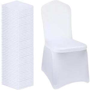 White Chair Covers 50 pcs Stretch Spandex Chair Covers Universal Fitted Chair Cover Protector for Wedding,Party, Banquet, Holidays, Celebration, DecorationWhite, 50 PCS