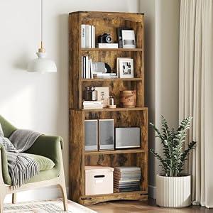 YATINEY Tall Bookcase and Bookshelf, 6-Tier Bookcase with Storage, 63" Wooden Bookshelf, Farmhouse Freestanding Display Storage Shelves for Home Office, Living Room, Rustic Brown SJ09BR