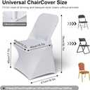 Trlyc Spandex Folding Chair Covers 100 Pcs Universal Fitted Dining Chair Cover Stretchy Slipcovers for Wedding Party Banquet Flat-Front Chairs Covers (White)