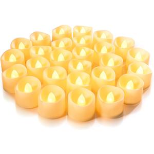 Homemory 24-Pack Flameless LED Tea Lights Candles Battery Operated, 200+Hour Fake Electric Candles TeaLights for Votive, Aniversary, Wedding Centerpiece Table Decor, Funeral, Halloween, Christmas (Warm White Glow, Wax-Color Base)