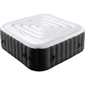 Tlswshsy 4.2Ft Inflatable Hot Tub Cover- Energy Saving Lid for Square Hot Tub- Foldable Protective Rain Overflow Cover for Inflatable Outdoor Hot Tubs