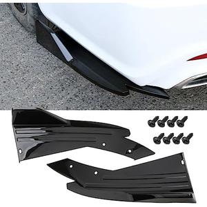 2PCS Universal Car Spoiler,Rear Bumper Lip Body Canard Diffuser Spoilers Black Front Bumper Lip Side Skirt Spoiler Splitter Protector Exterior Decoration Trim Kit Anti-Scratch (Smooth Black)