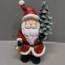 Resin Christmas Santa Carrying Christmas Tree Clearance,7 Inch Adorable Hand-Painted Tabletop Collectible Figurines Christmas Decorations for Home and Garden (Xmas)