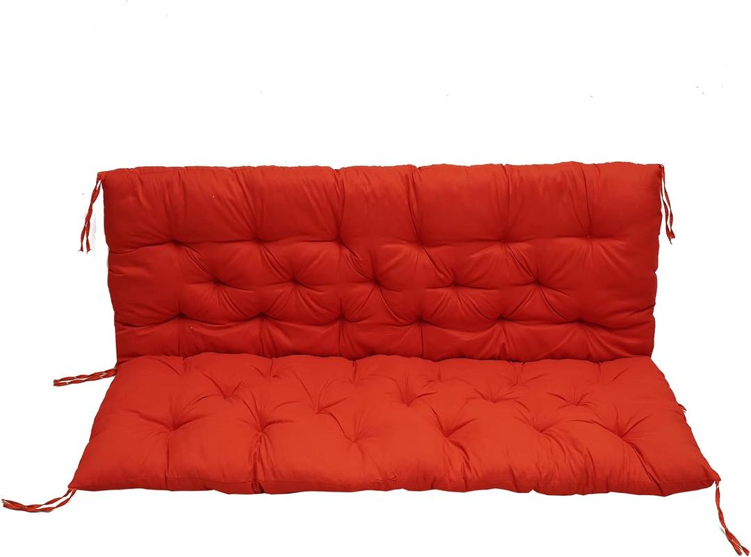 Porch Swing Cushion, Bench Cushion for Outdoor Furniture with Backrest, 2-3 Seater Thickened Outdoor Swing Cushions with Ties, for Porch Patio and Garden (Red, 60 * 40)