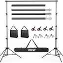 Photo Backdrop Stand 9ft x 10ft Photograhy Adjustable Background Stands Support Kit with Carry Bag for Photo Studio, Photoshoot, Parties, Photographic Equipments (Black)