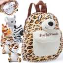 PixieCrush Savannah Plushies in Stuffed Animal Backpack - Plush Mini Backpack for Toddlers Age 2-4 - Multicolor - Soft Textiles - Kids Backpack with 5 Small Animals