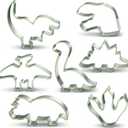 LUBTOSMN New 7 Piece Dinosaur Cookie Cutters Set with Silicone Protective Rim, Dishwasher Safe Stainless Steel Cookie Cutters for Cookies, Fondant, Sandwiches, Biscuits, Pancakes and Pastries