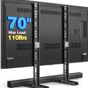 Rfiver Universal TV Stand for 20-70 inch Flat Curved TVs, Height Adjustable Table Top TV Stand, TV Feet with Cable Management,Steel Replacement TV Legs Holds up to 110 lbs, Max VESA 800x600mm, Black