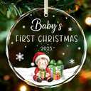 Baby's First Christmas Ornament 2025,Babys Christmas Ornament for Girl and Boy,Glass Christmas Ornaments with Box Pack of 2