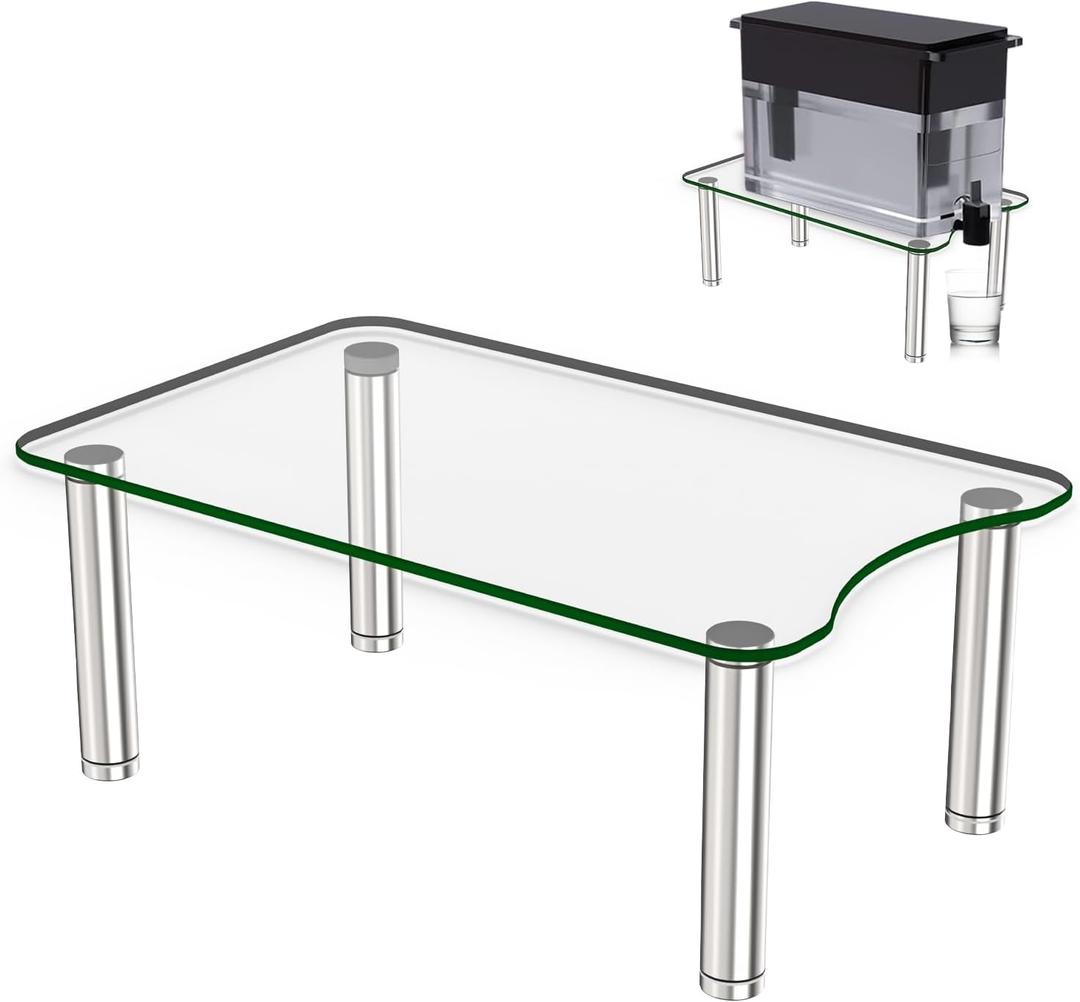 MAYJOY Water Dispenser Stand, Clear Tempered Glass Water Filter Stand for Countertop, Compatible With Brita Water Pitcher & Zerowater Pitcher, Perfect for Iced Beverage Dispenser in Kitchen