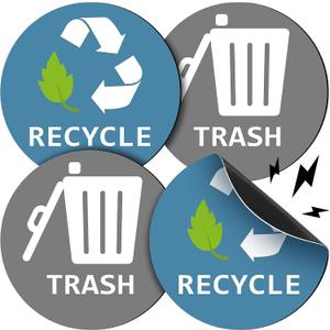 Chinco 8 Pieces Magnetic Recycle and Trash Logo Symbol Recycle Logo and Trash Can Magnetic Decal Dustbin Sticker for Cans Garbage Containers and Dustbin Bins