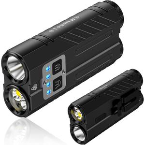 Banral Powerful Small Flashlight Rechargeable, 3100 High Lumens Flat Tactical Flashlights, Compact Spot/Flood Pocket Flash Light for Car, Emergency, Home, Camping, 1Pack