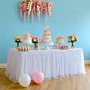 2-Pack White 2-in-1 Tulle Tablecloth for 6-Foot Rectangular Table Stretch Fitted Table Skirt & Cover for Baby Shower, Bridal, Birthday, Princess Party