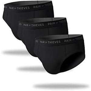 Pair of Thieves Men's Solid 3 Pack Brief, Black, Large