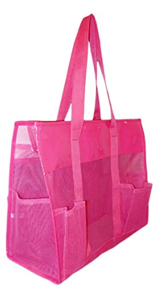 2pcs Large Mesh Beach Tote Bags, Hot Pink