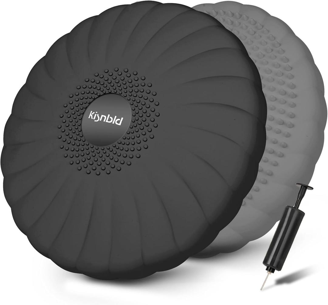 kisnbld Wobble Cushion, Extra Thick Wiggle Seat for Sensory Kids, Non-slip Balance Disc with Inflation Pump for Adults Core Strength, Posture Improvement & Physical Therapy (13.5in/ 34cm)