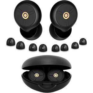 Noise Cancelling Ear Plugs for Sleeping, Travel & Work - 50dB Reusable Silicone Earplugs with 8 Soft Ear Tips, Snore Stopper & Portable Case - Airplane Essentials, Concerts, Focus(Black)