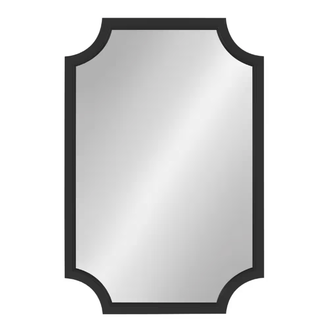 Hamilton Hills Wall Mirror with Gold Metal Frame, Wavy Solid Horizontal or Vertical Vanity Mirror (24" x 36", Black)