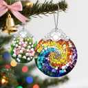 2 x Christmas Ornament, Christmas Decoration, Stained Glass Ornament, Heirloom Keepsakes, Holiday Ornaments, Holiday Presents, Unique Xmas Gifts, Gift Exchange Ornaments, Gift Idea - Rainbow Spiral