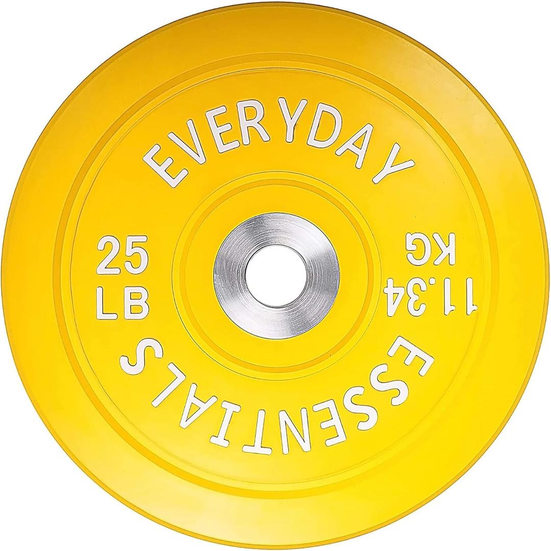 BalanceFrom Color Coded Olympic Bumper Plate Weight Plate with Steel Hub, 25lbs. Single, Color