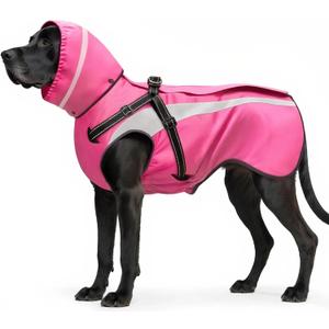 Mosucoirl Dog Raincoat Waterproof Raincoats for Dog Reflective Dogs Rain Jackets with Hood Hoodie Pet Rain Poncho Coat for Small Medium Large Dogs Puppies S-XXL (Pink, L)