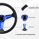 Universal Racing Steering Wheel, 13.6 Inch 6 Bolt Anti-Slip Leather and Aluminum Gaming Steering Wheel with Horn Button for Racing/Car Sim Driving/JDM Sports blue