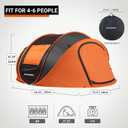 EchoSmile Instant Pop Up Camping Tent, 4 Person Easy Setup, Black & Orange
