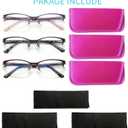 3 Pack Reading Glasses for Women Blue Light Blocking, Metal Oval Half Frame Womens Readers Glass with Spring Hinge, Anti Blue Ray Reduce Eye Strain Glare Headache(275 Magnification Strength)