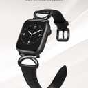 Minyee Leather Bands Compatible with Apple Watch Band 38/40/41/42/44/45/46/49mm Women, Slim Thin Dressy Designer Strap with C-Shape Metal Buckle for iWatch Series 11 10 9 8 7 6 5 4 SE/Ultra 3 2 1