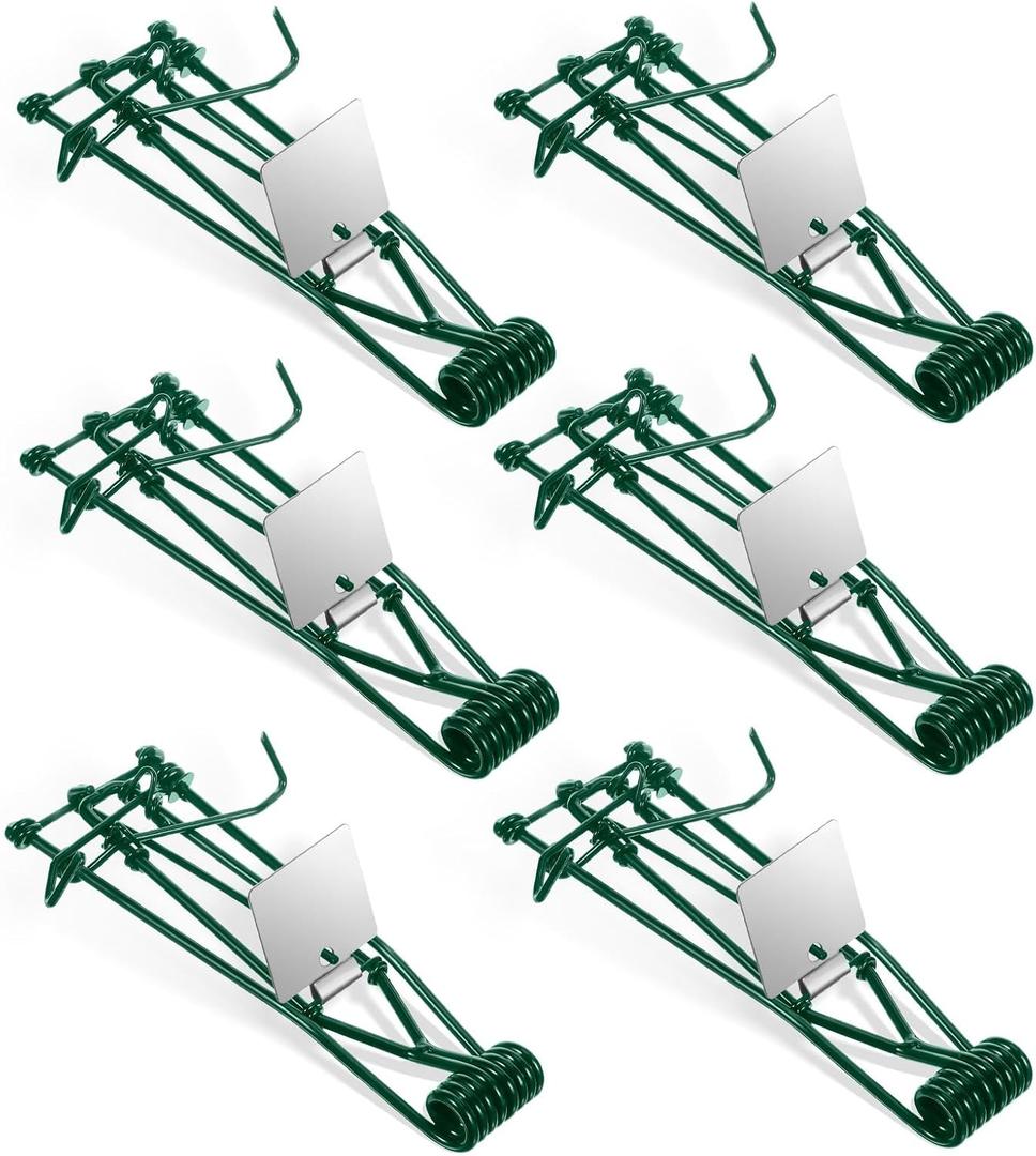 Mole Gopher Trap Outdoor Metal Tactical Vole Traps Outdoor Reusable Gopher Killer Keep Moles Out of Yard Lawn Garden, Pack of 6, Green