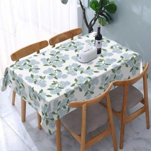 Spring Floral Tablecloth Rectangle 60 x 84 Inch Blue Hydrangea Flower Table Cloth Polyester Fabric Vintage Summer Flowers Table Cover for Kitchen Holiday Party Dining Picnic Outdoor Decor