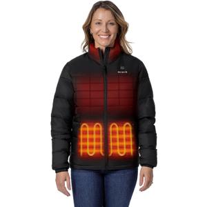 ORORO Women's Heated Puffer Jacket with 4 Heat Zones, Lightweight Heated Coat (Charger Not Included) (X-Large, Black)