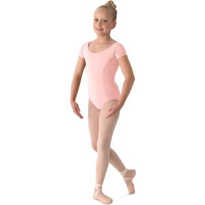 Mirella Girl's Princess Seam Cap Sleeve Dance Leotard Pale Pink 4-6