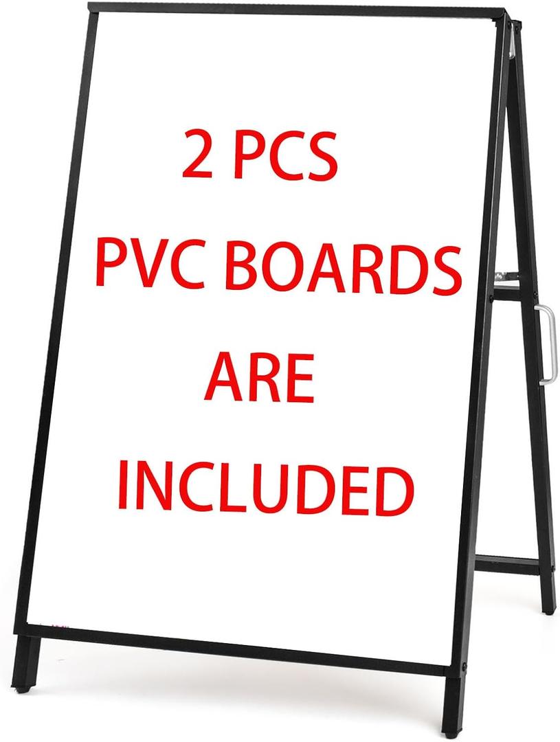 A Frame Sidewalk Sign 24x36 inches Sandwich Board Signs Outdoor Heavy Duty Double-Sided, Including 2 Corrugated Boards 2 Anti-Glare for Business Indoor Outdoor (1 PACK)