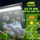 GlowUp 22inch 24W T5 5.0 UVB Light for Reptiles Light Fixture Combo Kit Reptile Lamp Tube Terrarium Hood UVB Light for Bearded Dragon Rainforest Dwelling Reptiles, Chameleons, Iguanas, Turtles