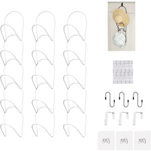 LINFIDITE 15 Pack Baseball Hat Rack Hanger Holder Organizer Multi Hook Wall Mounted Over Door Cap Display Storage Rack Cap Holder, Closet HangingStorage Rack w Hanging Hook Black (Round ring)