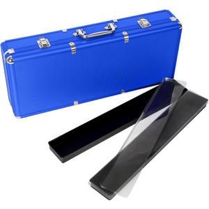 Empty Mahjong Game Set Case, Blue Aluminum Protective Case with Mahjong Tiles Trays(Tiles not Included,2Pcs/Set), Plastic Trays with Lids, Mahjong Set Storage Box