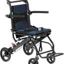 VEVOR Wheelchair, Aluminum Alloy Ultra-Lightweight Transport Chair for Adults, Foldable Cabin Wheelchair with Flip-Back Desk-Length Arms, Self-Locking Brake, 15.75-Inch Wide Seat, 220lbs Load