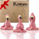 Goodeco 2.4" Mini Yoga Flamingo Figurines - Tiny Gifts Whimsical Kawaii Pink Flamingo Desk Decor, Set of 3 Fairy Garden Lawn Statues, Flamingo Gifts for Women/Mom/Grandma/Girls